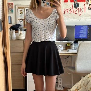 [HOLD] Blue Floral Pointelle Crop Top